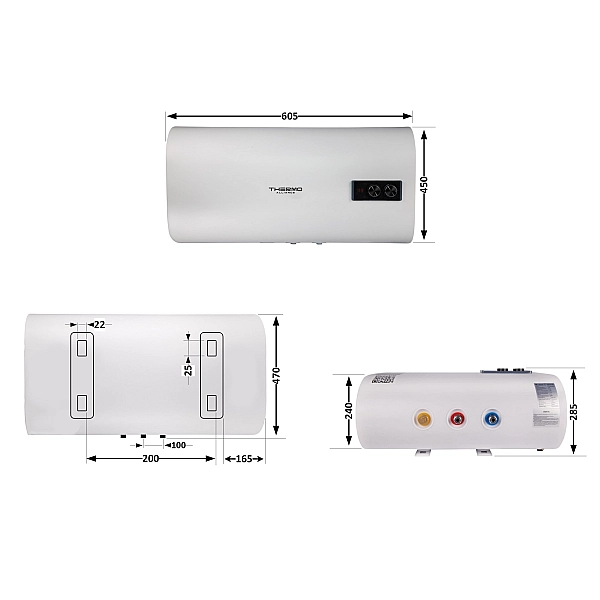 Водонагреватель электрический Thermo Alliance 30 л плоский горизонтальный, мокрый ТЭН 2 кВт (0,8+1,2) DT30H20G(PD) - Фото - 2