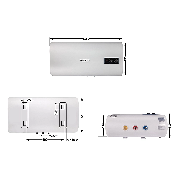 Водонагрівач електричний Thermo Alliance 100 л плоский горизонтальний, мокрий ТЕН 2 кВт (0,8+1,2) DT100H20G(PD) - Фото - 2