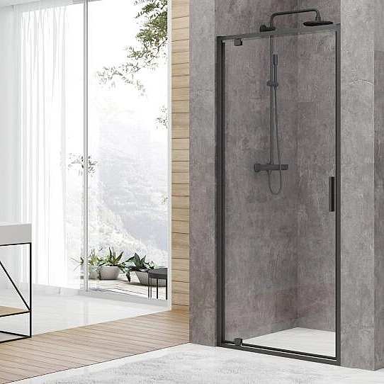 FEN3440B ART Двері в нішу 1000, чорний матовий, без піддона, скло прозоре (1 сорт)