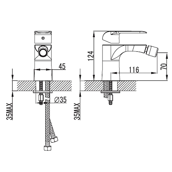 43116141W IVEN Змішувач д/біде з дон. клап. 01011100, хром/білий (1 сорт) - Фото - 2