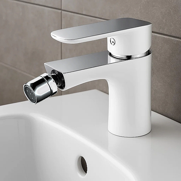 43116141W IVEN Змішувач д/біде з дон. клап. 01011100, хром/білий (1 сорт) - Фото - 3