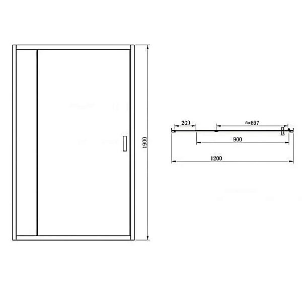 SDC1212 FRAME Душові двері в нішу розпашні - 120*190 - хром/прозоре скло (1 сорт) - Фото - 2