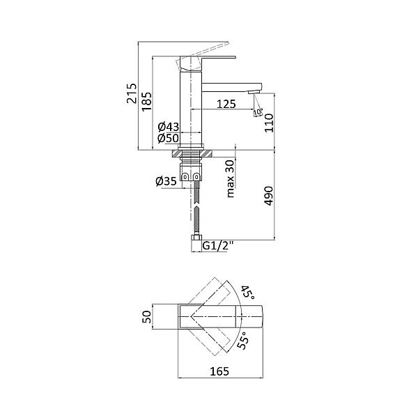 Змішувач для раковини Lidz Kubis 001F (k35) LDKUB001FNKS28534 Nickel - Фото - 2