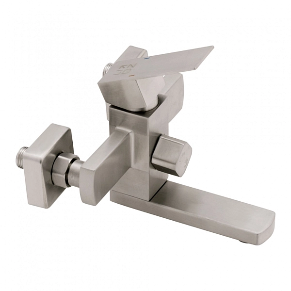 Смеситель для ванны Lidz Kubis 006 с поворотным изливом (c душевым гарнитуром) (k35) LDKUB006NKS28536 Nickel - Фото - 3