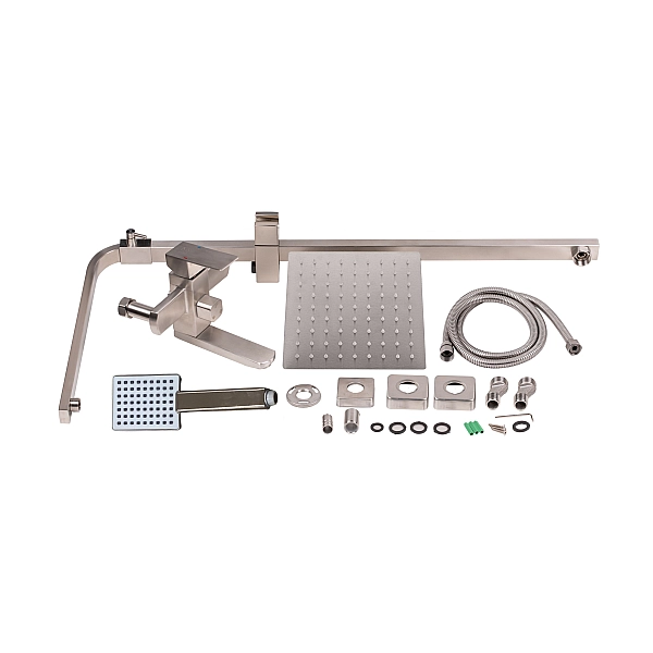 Душевая система универсальная Lidz Kubis 1030 на три потребителя (с изливом) (k35) LDKUB1030NKS28538 Nickel - Фото - 8