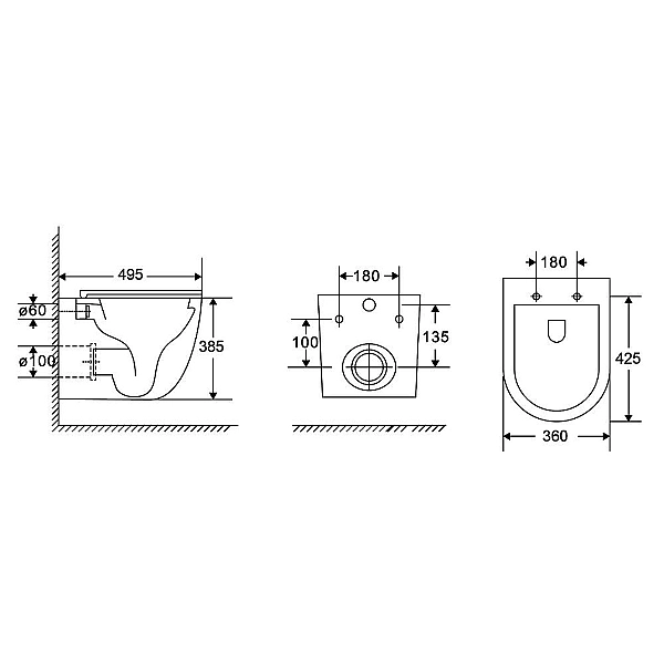 DUN0930111W Unda Унітаз підвісний 495x360x390mm з кришкою soft-close, Vortex Flush, білий глянець (1 сорт) - Фото - 11