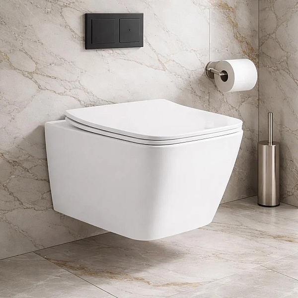DBS71051111W Balance Square Підвісний безобідковий унітаз з кришкою soft-close, Vortex Flush, білий глянець (1 сорт)