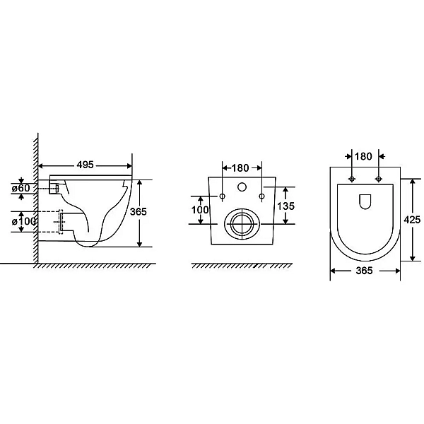 DFL0460111MB Flow Унітаз підвісний 495x365x365mm з кришкою soft-close, Vortex Flush, матовий чорний (1 сорт) - Фото - 3