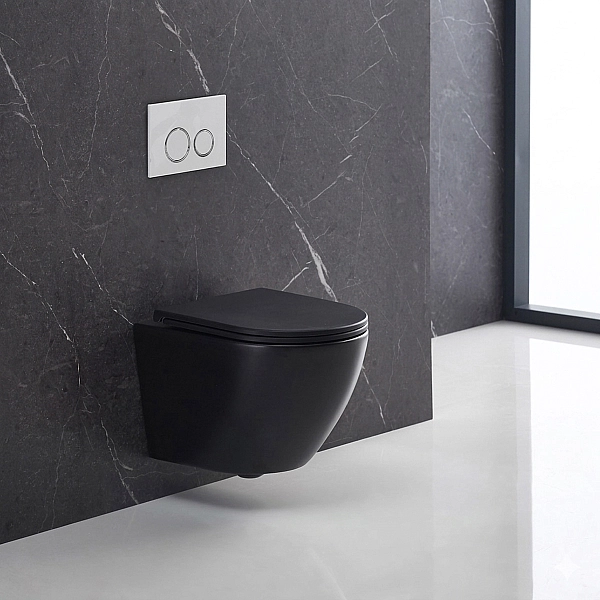 DFL0460111MB Flow Унітаз підвісний 495x365x365mm з кришкою soft-close, Vortex Flush, матовий чорний (1 сорт)