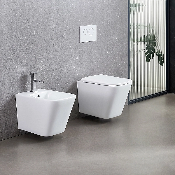 DFL0520400W Flow square Біде 485x345x330мм з отвором під змішувач, білий глянець (1 сорт)