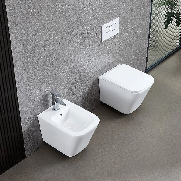 DFL0520400W Flow square Біде 485x345x330мм з отвором під змішувач, білий глянець (1 сорт) - Фото - 6
