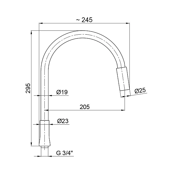 Вилив для змішувача Lidz Niagara 261 24 см LDNIA261BLA29120 Black - Фото - 2
