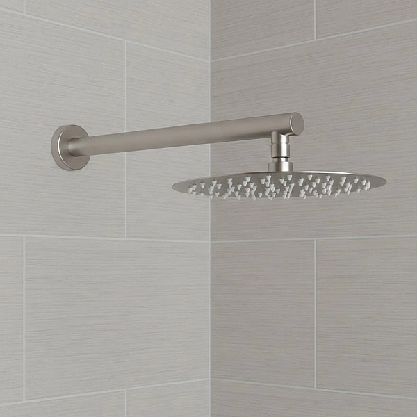D113000000110BN Flow Верхня душова лійка d=250 мм з кронштейном, brushed nickel (1 сорт) - Фото - 2