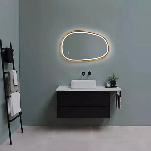 Dali дзеркало асиметричне 550*850мм, LED, сенсор, (аура,фронт,сендим), дуб натуральний (1 сорт) - Фото - 4