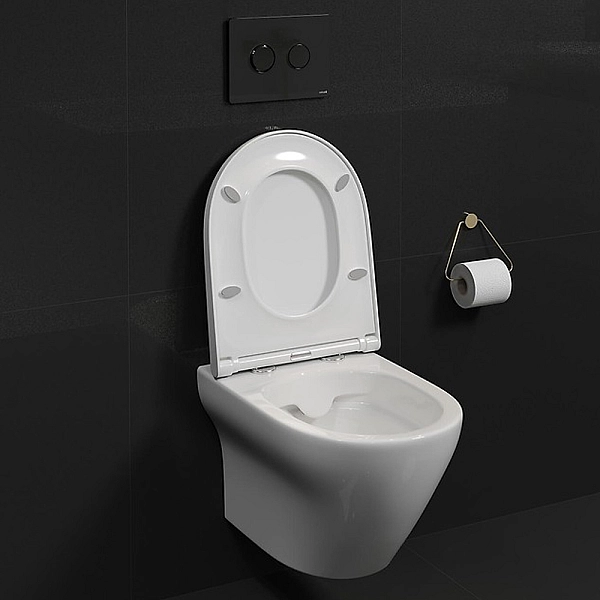 S701-472 СЕТ B331 LARGA Унітаз підвісний EW CLEANON + кришка дюропласт SLIM з механізмом плавного закривання (1 сорт) - Фото - 3