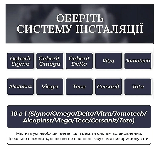 E10053 Кноппка M2 PRO для Tece, Vitra,Cersanit, Jomotech, Delta з розсхідниками (1 сорт) - Фото - 7