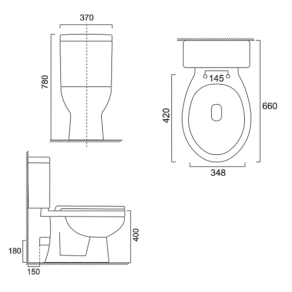 PC001C010W Carlos Унітаз-компакт з кришкою soft-close, білий (1 сорт)