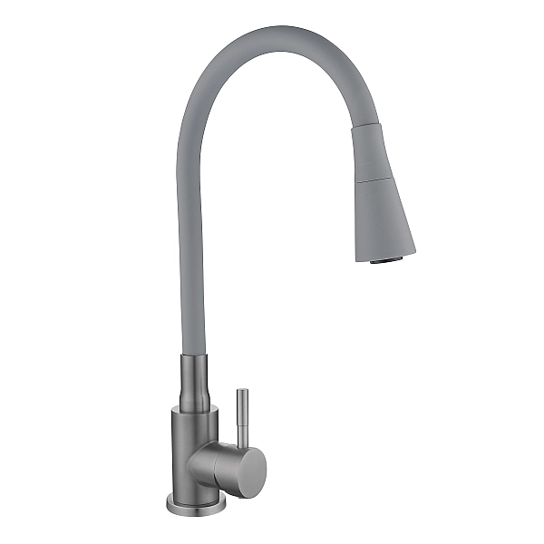 Змішувач для кухні Lidz Aria 015F31 (k35) з гнучким виливом LDARI015F31GGRP49567 Graphite/Grey - Фото - 3