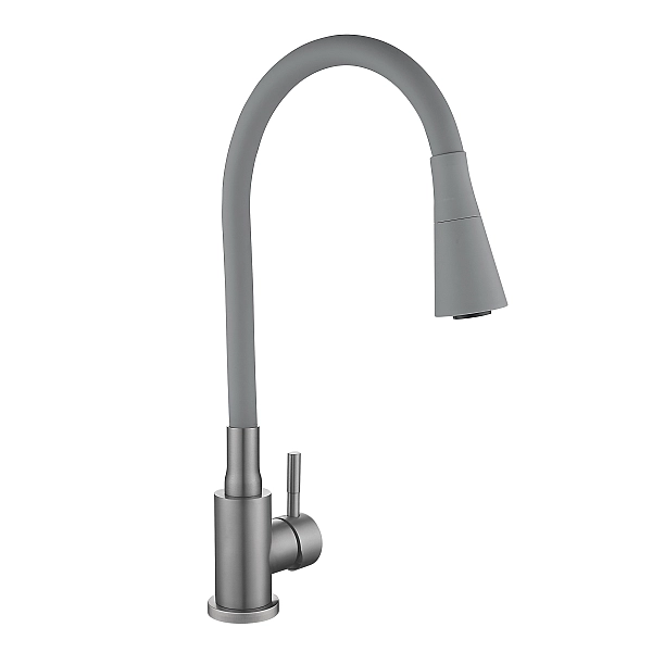 Змішувач для кухні Lidz Aria 015F31 (k35) з гнучким виливом LDARI015F31GGRP49567 Graphite/Grey - Фото - 4
