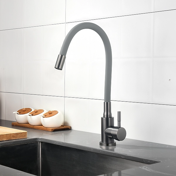 Змішувач для кухні Lidz Aria 015F3 (k35) з гнучким виливом LDARI015F3GGRP49565 Graphite/Grey - Фото - 9