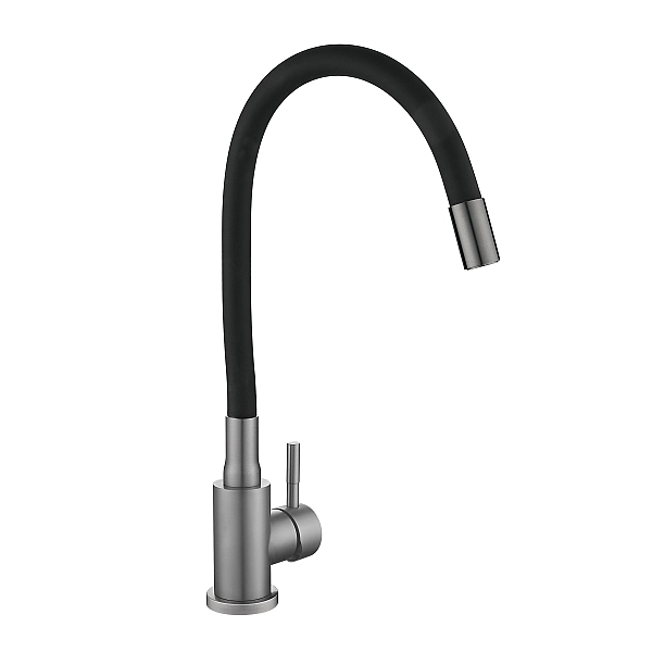 Змішувач для кухні Lidz Aria 015F3 (k35) з гнучким виливом LDARI015F3BGRP49564 Graphite/Black - Фото - 4