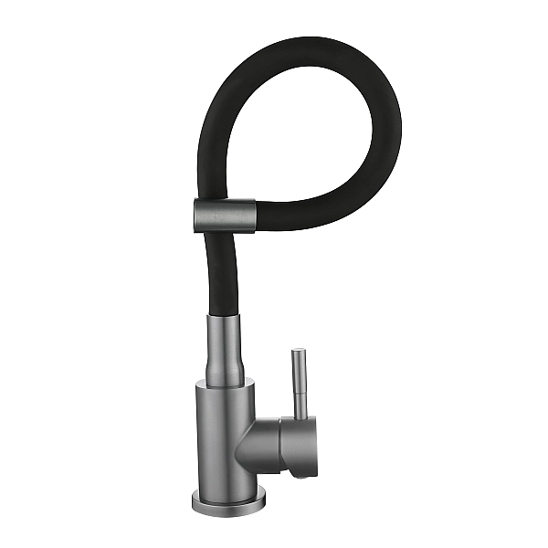 Змішувач для кухні Lidz Aria 015F3 (k35) з гнучким виливом LDARI015F3BGRP49564 Graphite/Black - Фото - 5