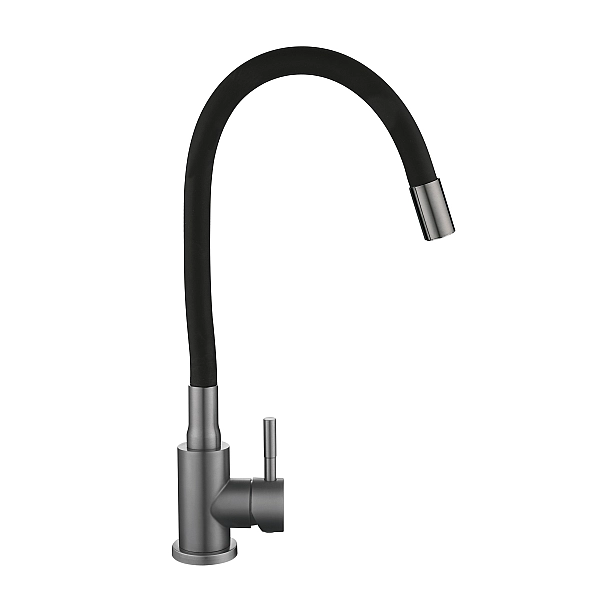 Змішувач для кухні Lidz Aria 015F3 (k35) з гнучким виливом LDARI015F3BGRP49564 Graphite/Black