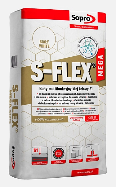 Клей для плитки Sopro S-Flex Mega White 213 (22,5 кг)