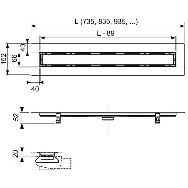 650800 Канал зливний прямий  TECEdrainline довжина 835 мм, для натурального каменю (1 сорт) - Фото - 3