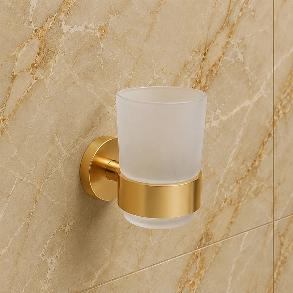 DFL21010401BG Flow Склянка з тримачем, колір Brushed Gold PVD (1 сорт) - Фото - 2