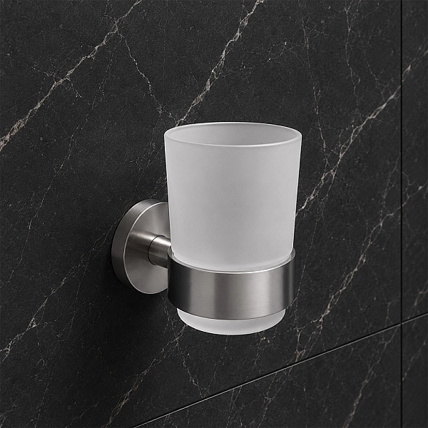 DFL21010401BN Flow Склянка з тримачем, колір Brushed Nickel PVD (1 сорт) - Фото - 2
