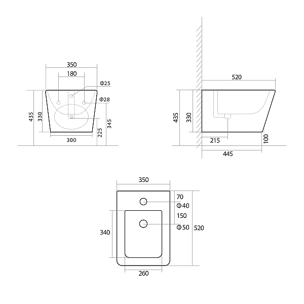 Биде подвесное Qtap Tern 520x350x330 мм, Beige QT17551303GSB - Фото - 2