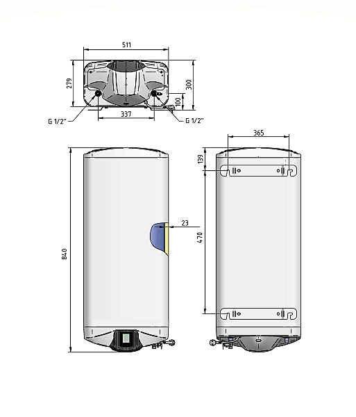 Электрический водонагреватель Thermo Alliance Spectra Flat 50 л универсальный, мокрый ТЭН 3,3 кВт, h 279 мм - Фото - 2