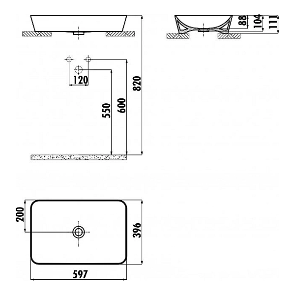 UL060-00CB00E-0000 Раковина ULTRA на стільницю  40x60 см (1 сорт) - Фото - 3