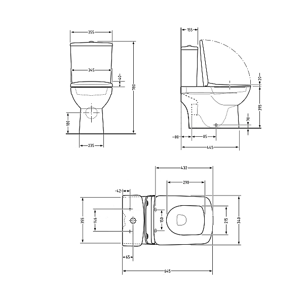 Унитаз напольный Qtap Presto Quadro безобідковий з сідінням Soft-close QTPRE27W51021 - Фото - 2