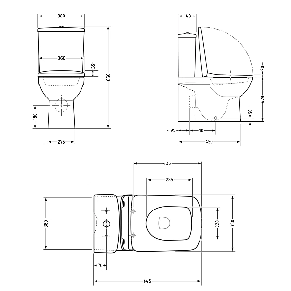 Унитаз напольный Qtap Crow Ultra Quiet безободковый с сиденьем Soft-close QTCRO27W51028 - Фото - 2