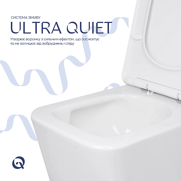 Унитаз напольный Qtap Crow Ultra Quiet безободковый с сиденьем Soft-close QTCRO27W51028 - Фото - 5