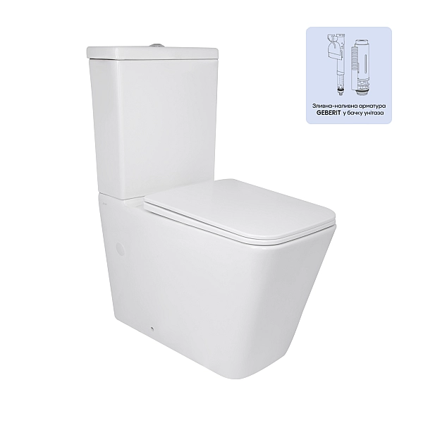 Унітаз підлоговий Qtap Crow Ultra Quiet безобідковий з сідінням Soft-close QTCRO27W51028