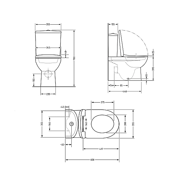 Унитаз напольный Qtap Presto безобідковий з сідінням Soft-close QTPRE27W51022 - Фото - 2