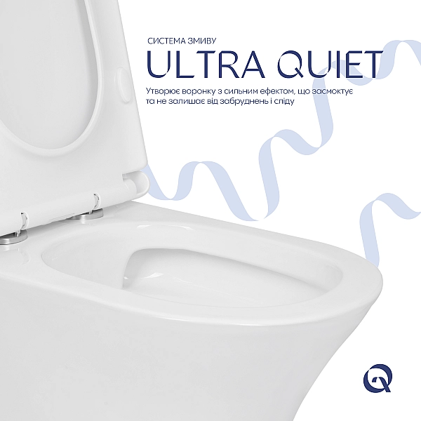 Унитаз напольный Qtap Presto безобідковий з сідінням Soft-close QTPRE27W51022 - Фото - 5