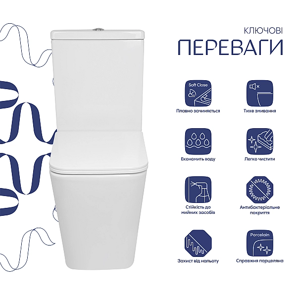 Унітаз підлоговий Qtap Crow Eco Ultra Quiet безобідковий з сідінням Soft-close QTCRO27W51030 - Фото - 3