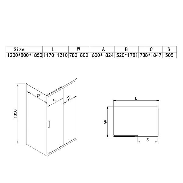 Душова кабіна з низьким піддоном MIXXUS HARD SCT01-120x80x198-TR CHROME прозоре скло 5мм (MI8428) - Фото - 4