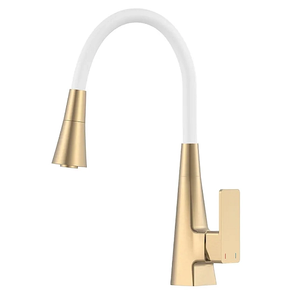 Змішувач для кухні MIXXUS ETNA 014-T NUT BRUSHED GOLD REFL.WHITE (Колір матове золото+силіконовий вилив білий) (MI8423)
