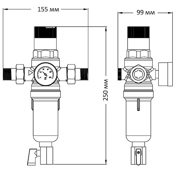 Фільтр самоочисний з редуктором тиску та манометром Koer KR.1242 - 1" (KR3186) - Фото - 2