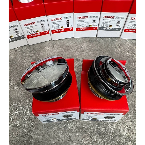 Донний клапан для ванни KOER PW-05-01 автоматичний (Click-Clack) (Колір хром) 1 1/2'' (KR3406) - Фото - 19