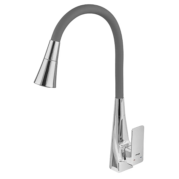Змішувач для кухні MIXXUS ETNA 014-T NUT REFL.GREY (Колір хром+силіконовий вилив сірий) (MI8420)