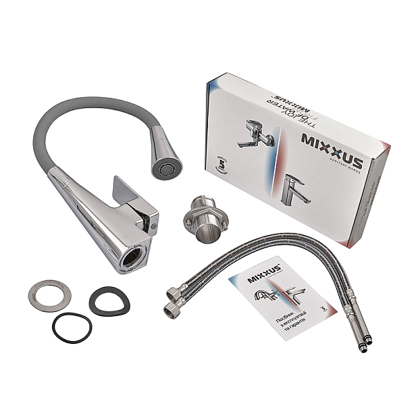Змішувач для кухні MIXXUS ETNA 014-T NUT REFL.GREY (Колір хром+силіконовий вилив сірий) (MI8420) - Фото - 4