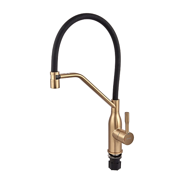Змішувач для кухні MIXXUS PREMIUM GRAVITY 017 NUT BRUSHED GOLD REFL.BLACK (Колір матове золото+силік. вилив чорний) (MI8410) - Фото - 7