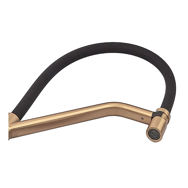 Змішувач для кухні MIXXUS PREMIUM GRAVITY 017 NUT BRUSHED GOLD REFL.BLACK (Колір матове золото+силік. вилив чорний) (MI8410) - Фото - 8
