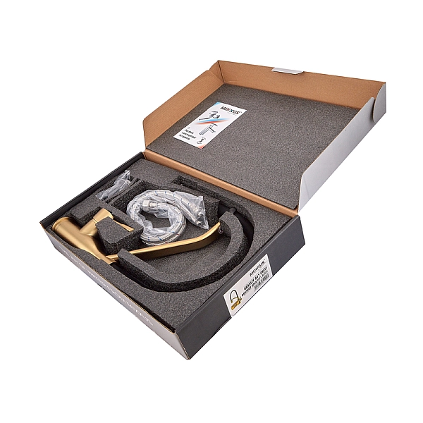 Змішувач для кухні MIXXUS PREMIUM GRAVITY 017 NUT BRUSHED GOLD REFL.BLACK (Колір матове золото+силік. вилив чорний) (MI8410) - Фото - 6